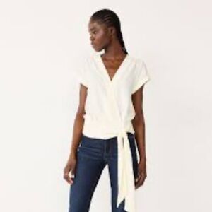 Nine West Ivory Wrap Blouse
